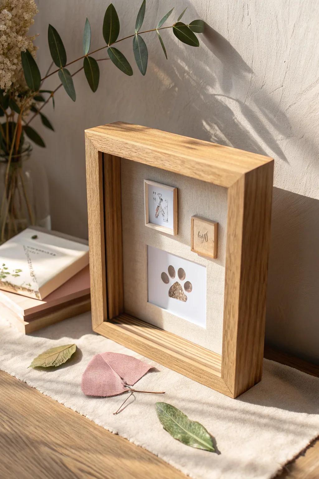 Crafting memories through refinement: Discover the ideal shadow box frame for your treasured pet keepsakes.