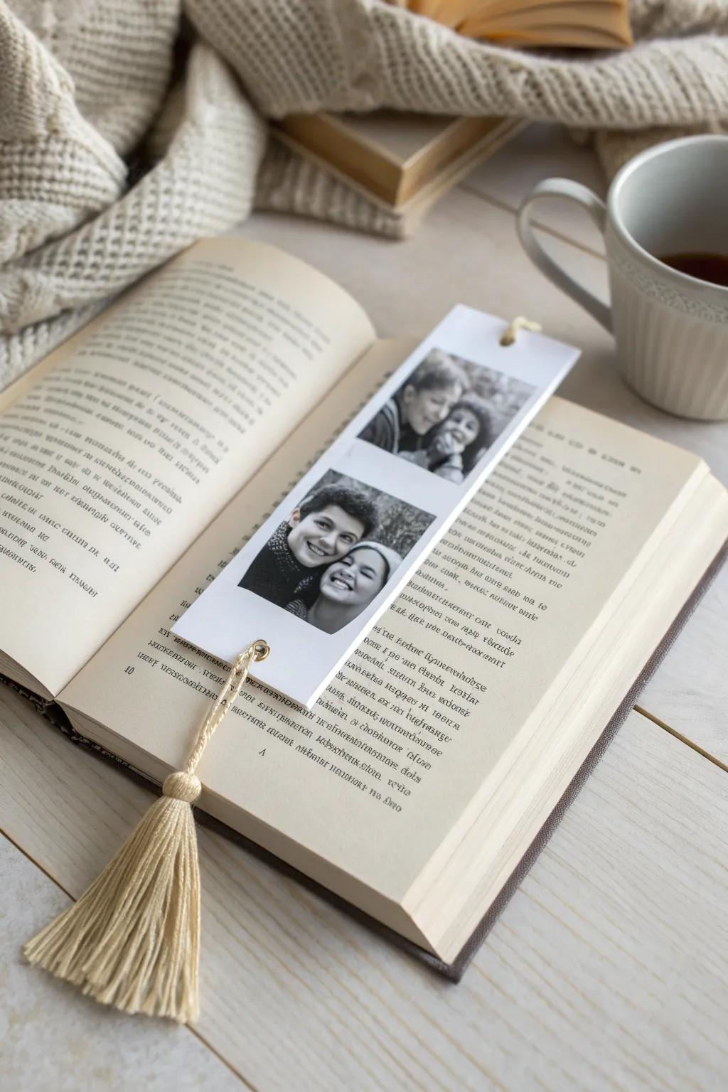 Denote your favored sections with moments—elegance converges with sentiment in a picture strip page marker.