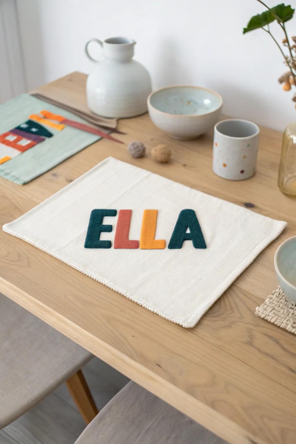 Commemorate uniqueness through monogram mats, melding audacious hues and minimalist design to delight any child.