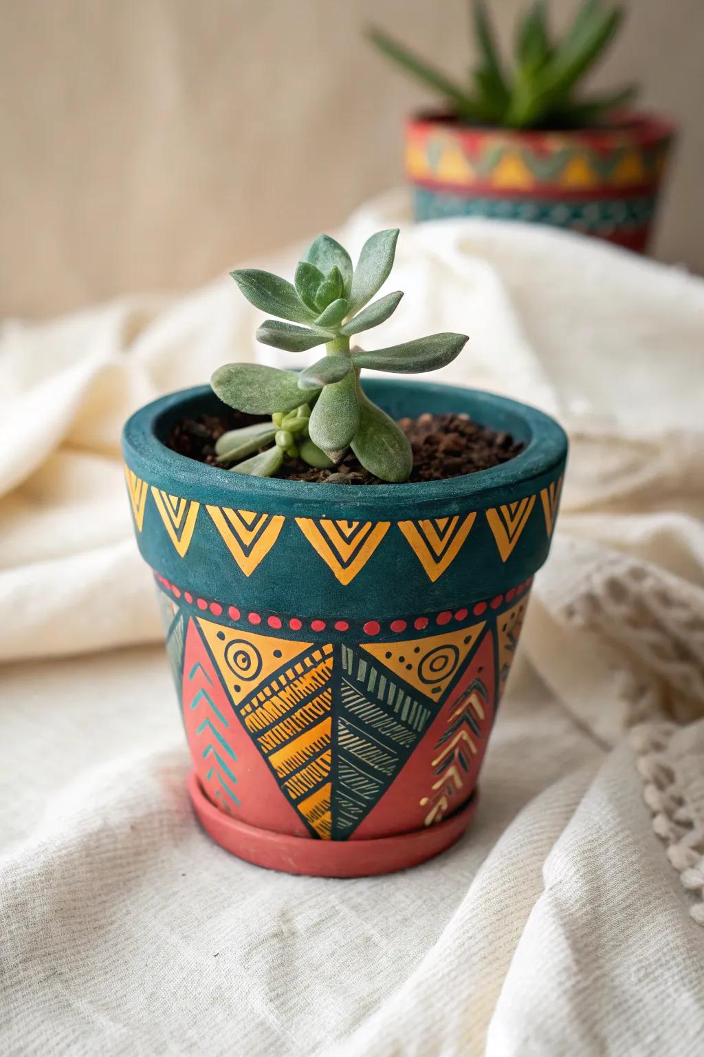Introduce a sprinkle of garden allure to your residence through this exquisitely pigmented loam pot, impeccable for the minimalist appreciative of daring hues!