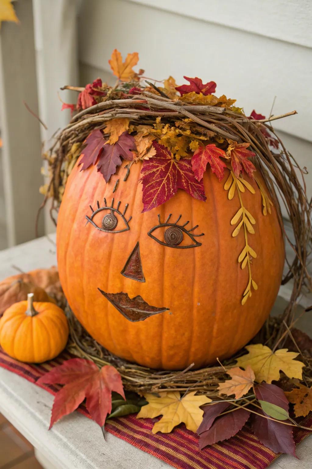 Welcome the season with a gourd face that celebrates nature's artistry. 🍂🎃