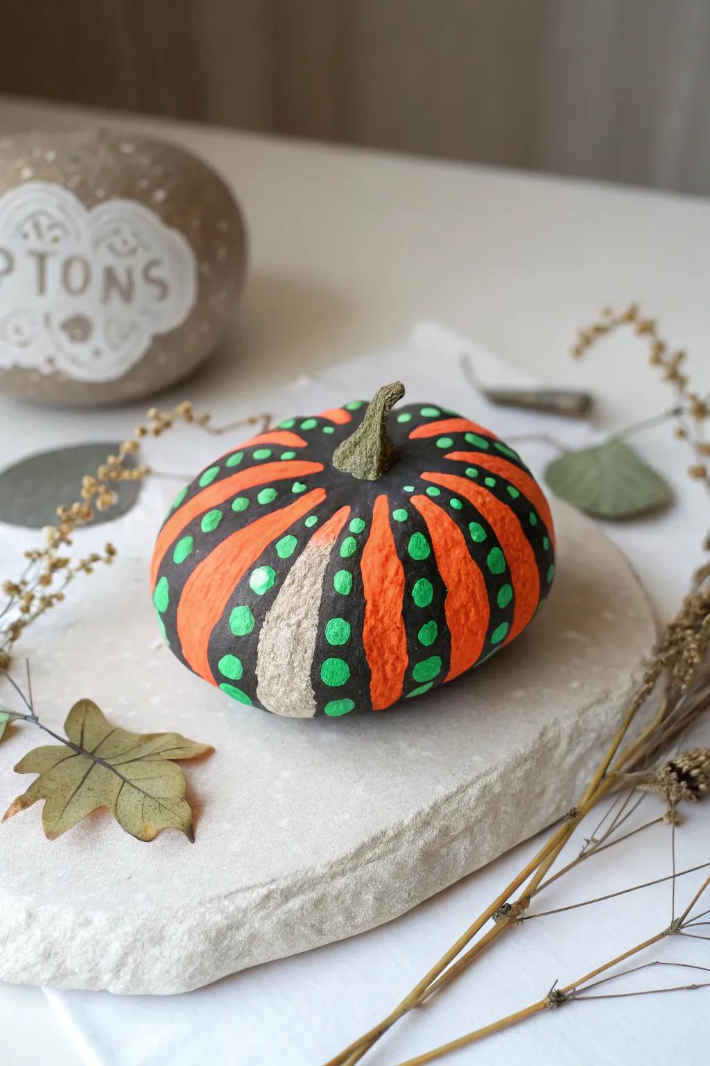 Illuminate your autumnal nights with noctilucent gourd stones, intermingling simplicity and audacious tinges for a bewitching garden accent.