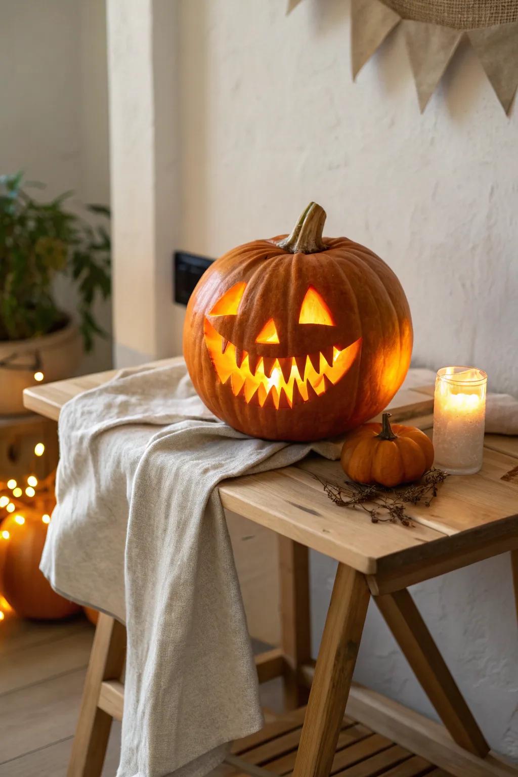 Illuminate your Halloween through radiant-in-the-shadow gourd dentures, blending Scandinavian straightforwardness with Boho allure!