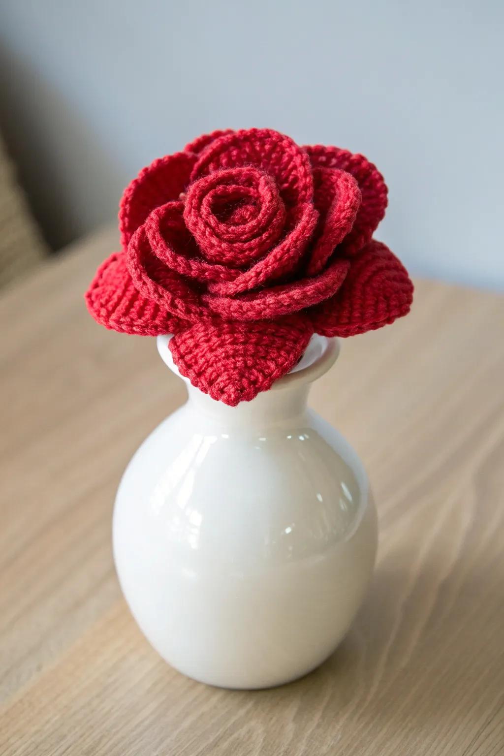 Capture the essence of splendor with a timeless crochet rose.