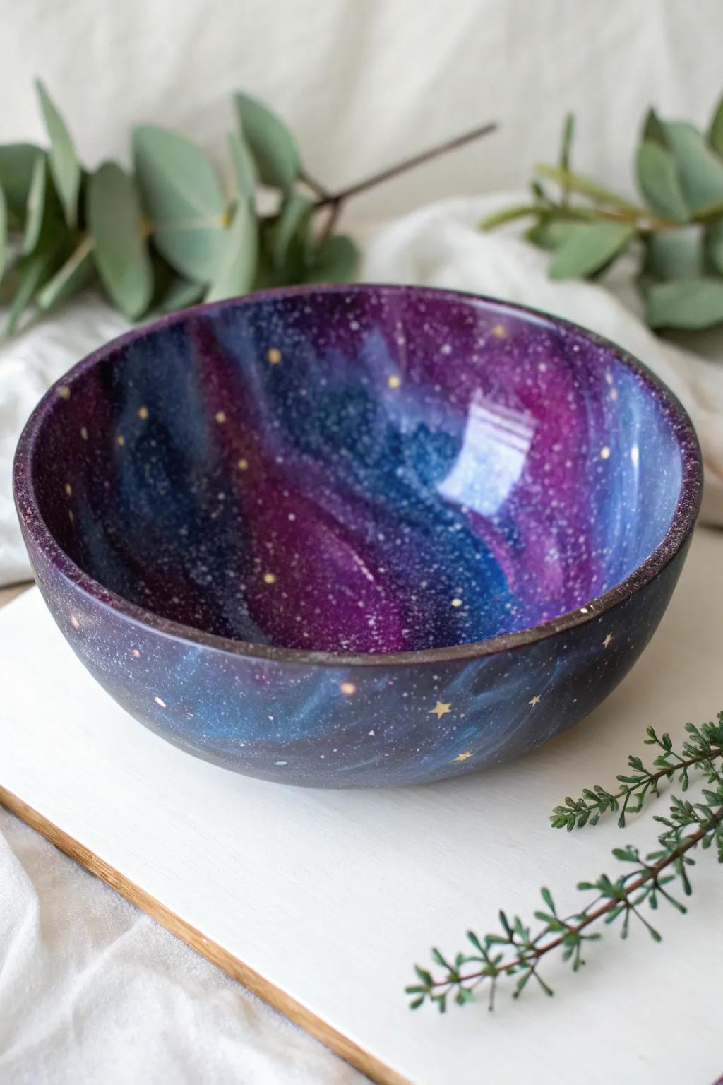 Retain the cosmos within your grasp through this breathtaking cosmic-themed resin bowl. 🌌✨