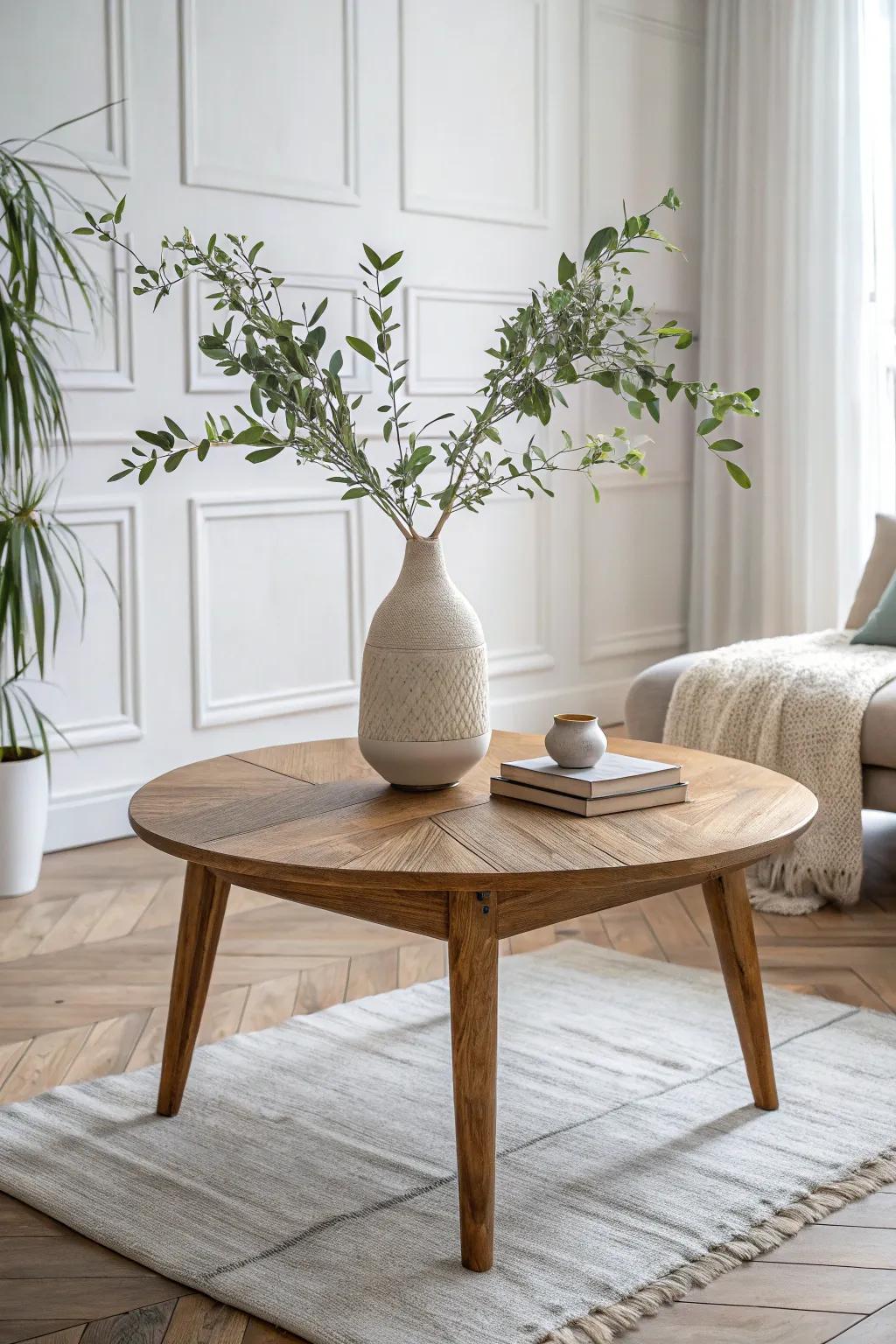 Embrace minimalist serenity with a touch of natural beauty.