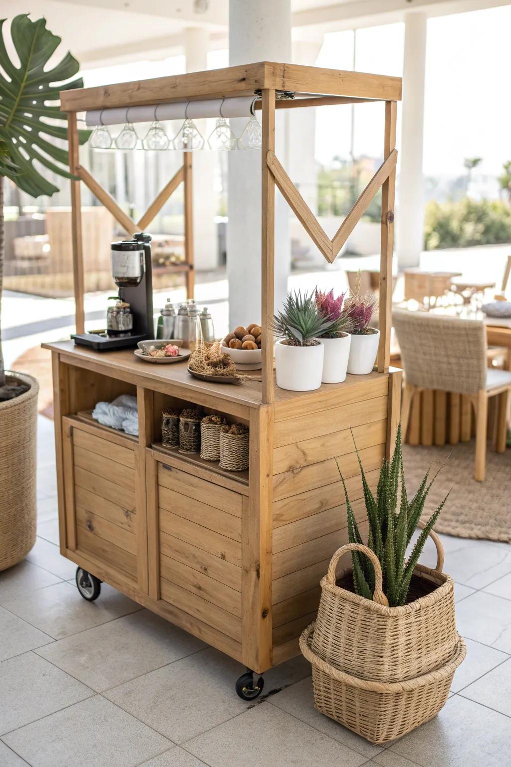 Crafting Community: A minimalist tea trolley that brings students together in style.