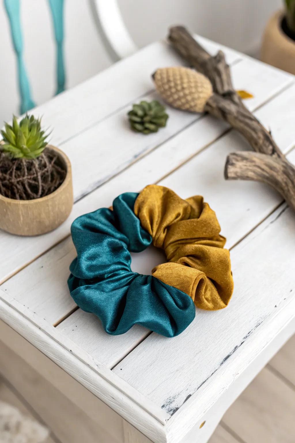 Amplify your style with a hand-fashioned hair tie, which introduces a hint of vibrancy and elegance to any aesthetic.