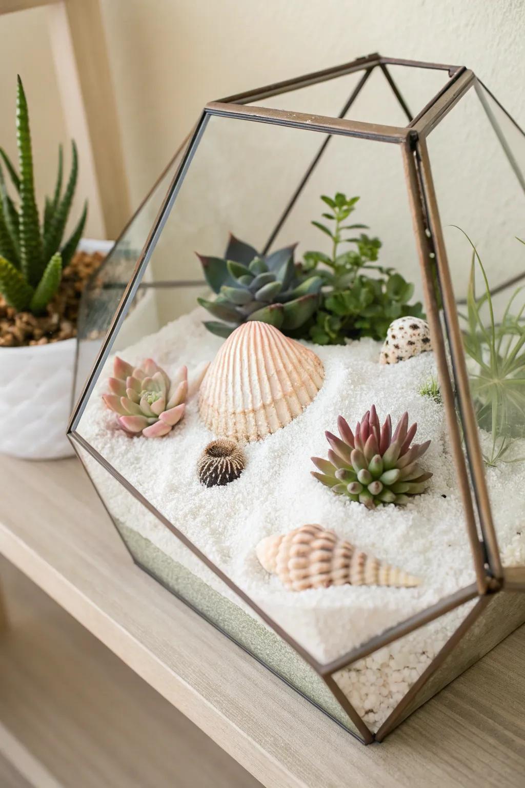 Convey the beach indoors using a stunning seashell enclosure. Ideal for introducing a dash of coastal appeal to any space!