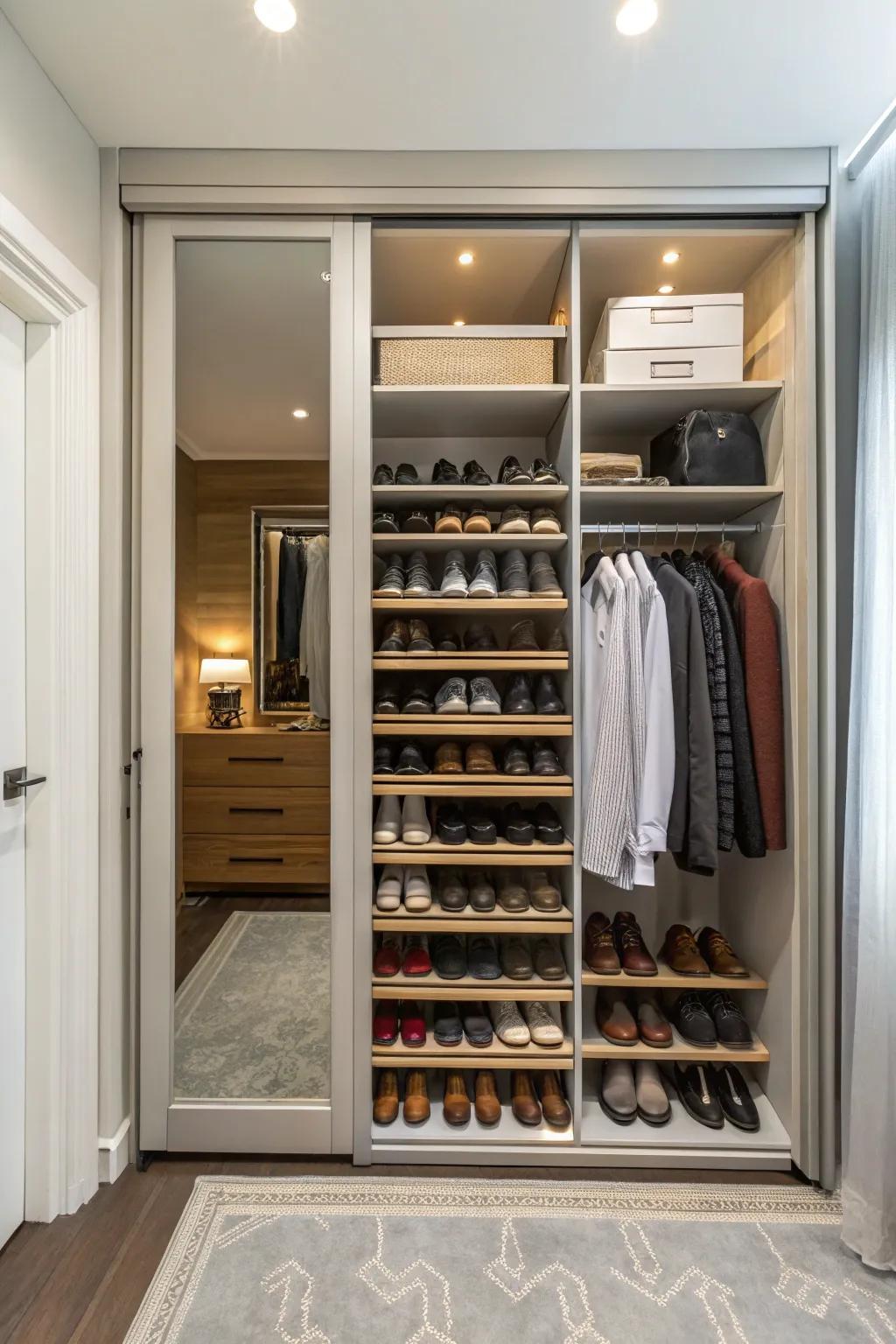 Keep shoes organized and easily accessible with specialized storage.