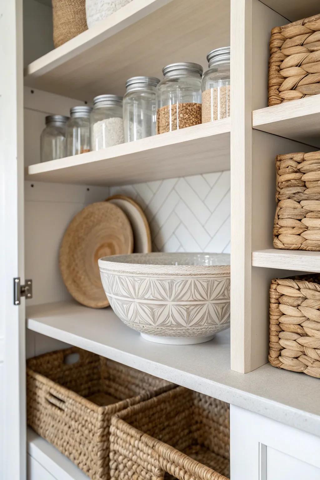 Explore the art of structured living with layered storage techniques that celebrate Scandinavian minimalism and Boho appeal.