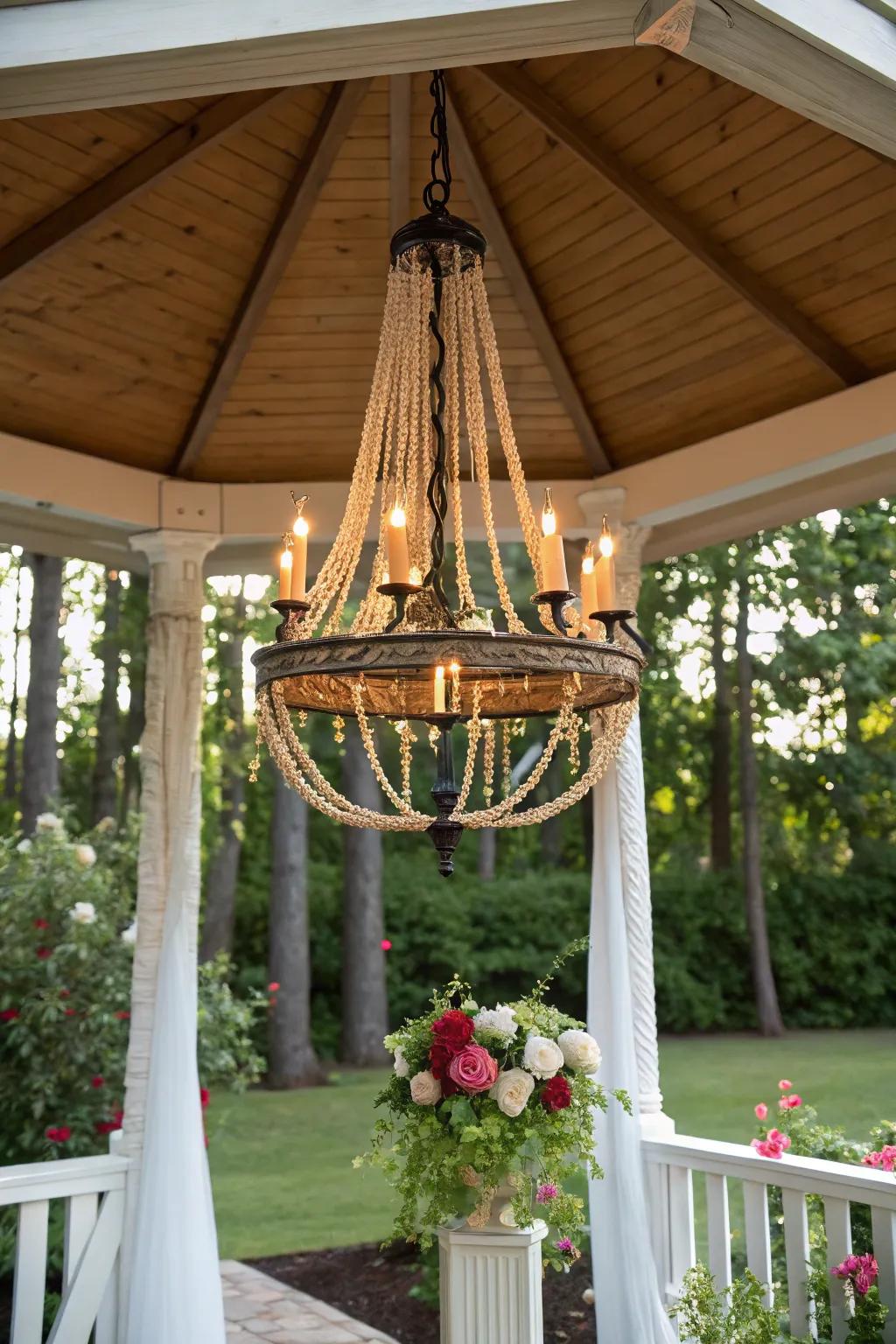 Adorn your evenings with a whisper of sophistication and earth-friendly enchantment: the definitive solar light chandelier for your outdoor retreat.