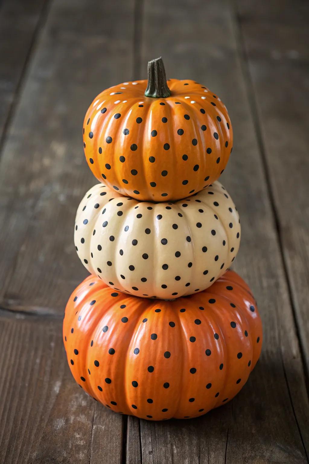 Elevate your autumn decorations using a contemporary twist on convention: the Speckled Pattern Tower.
