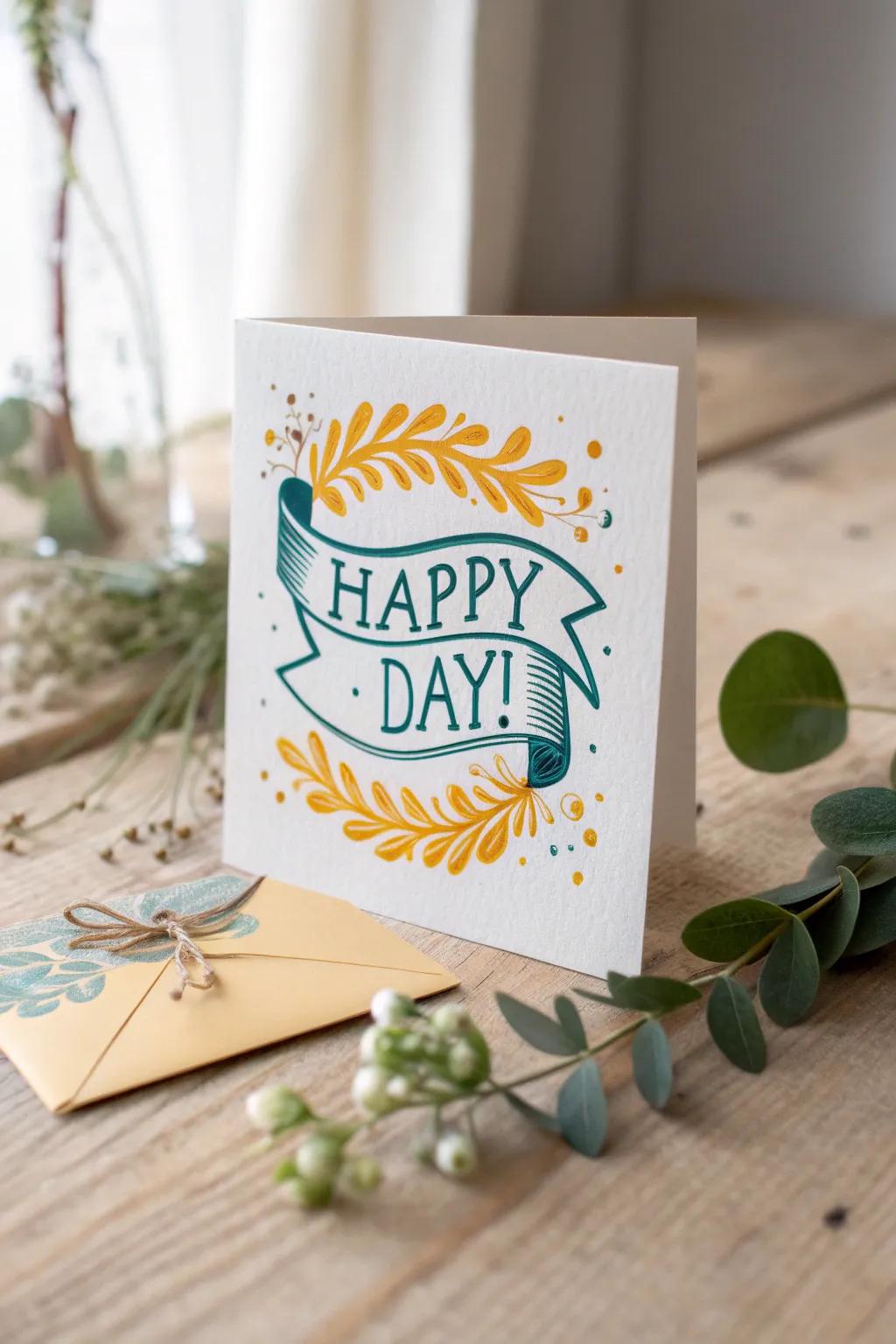 Celebrate life's occasions through handcrafted elegance: a minimalist greeting card decorated with festive pennants.