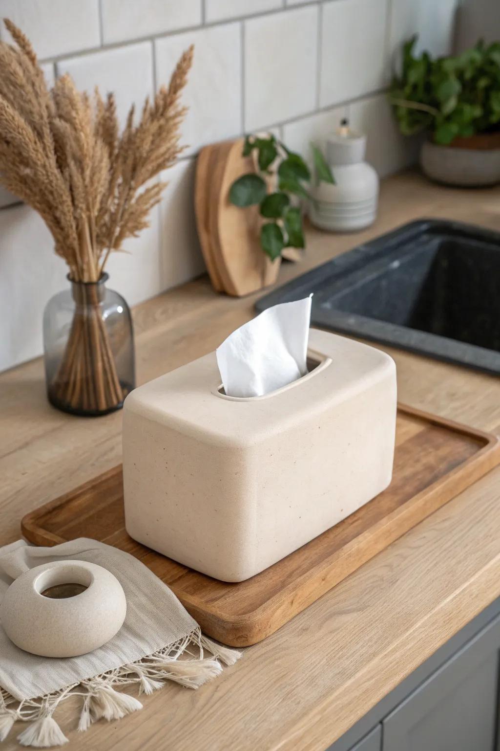 Elevate your area using a hint of sophistication - this pottery tissue dispenser is the quintessential fusion of minimalist charm and boho flair.