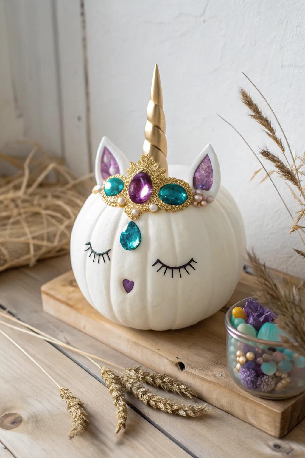 Add a dash of enchantment to your Halloween with a bejeweled equine lantern. ✨🎃🌈 #ScandinavianBoho #HalloweenMagic #EquinePumpkin