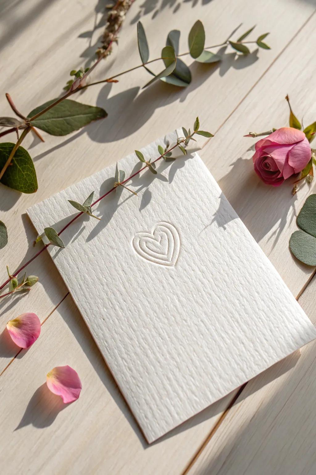 Embrace the elegance of simplicity this Valentine's Day showcasing an understated card highlighting heartfelt sophistication.