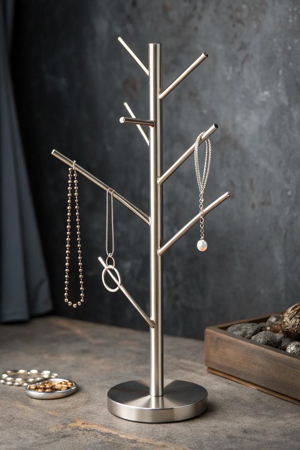 Fashioned with exactness: An industrial trinket stand interweaving functionality with panache.