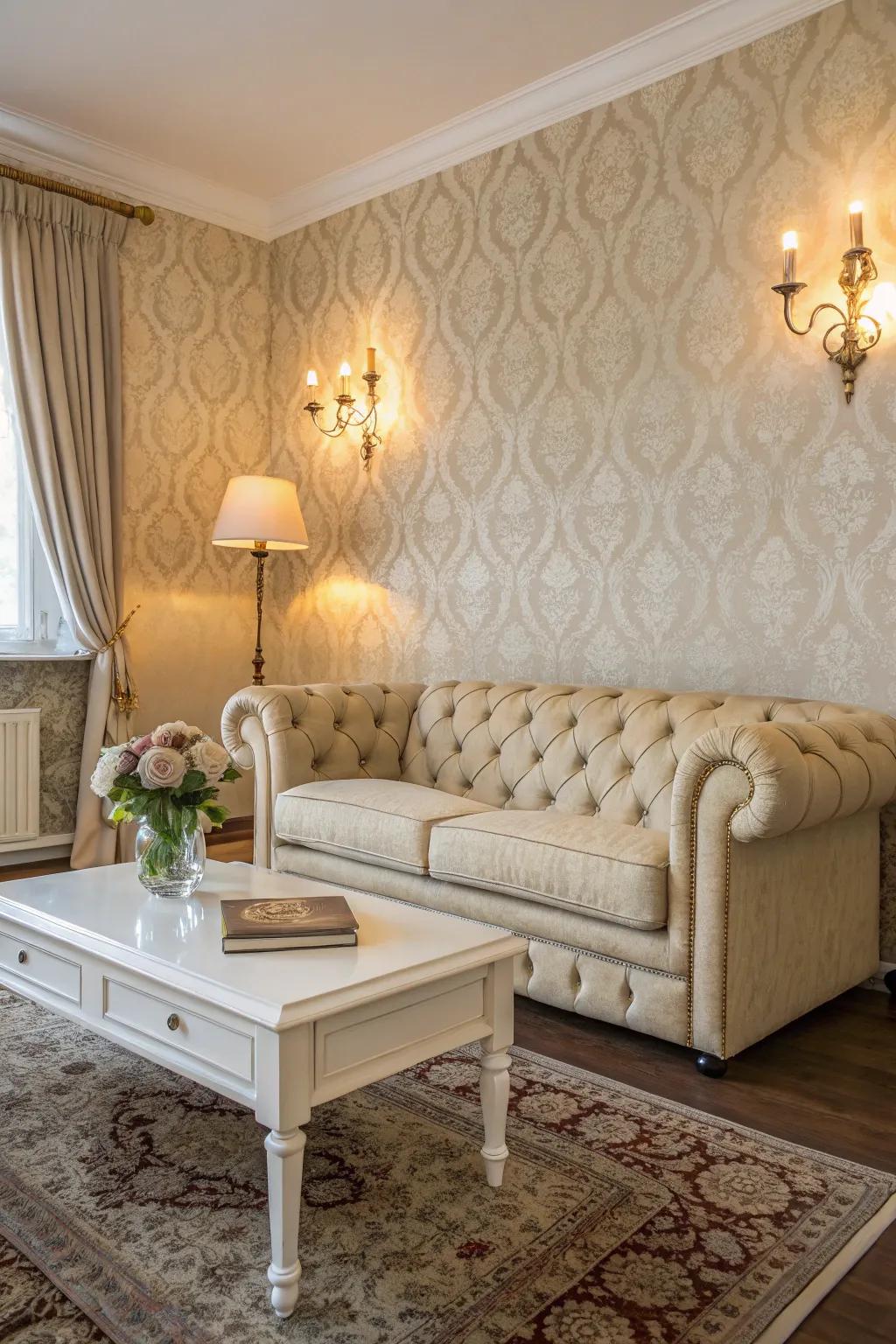 Retro appeal featuring a beige and white color scheme.