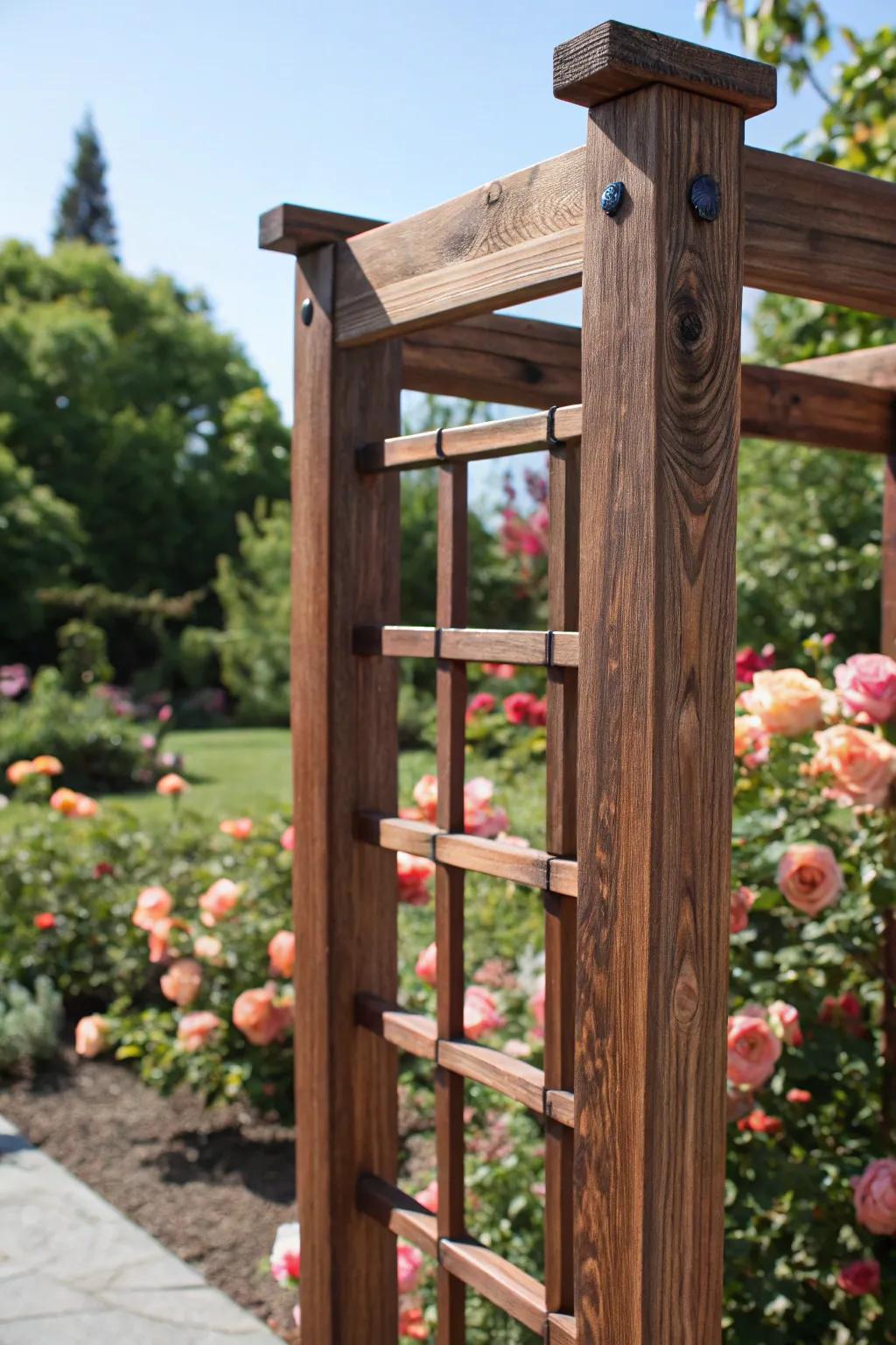 Enhance your garden with a custom wood climbing frame, where artistry meets nature.