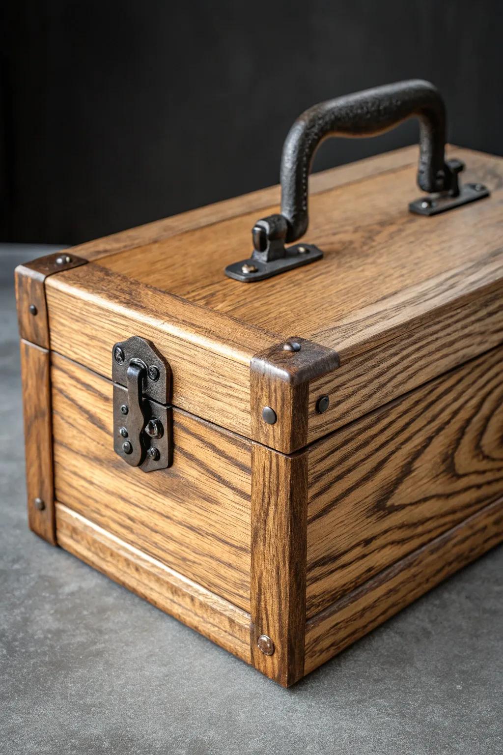 Embrace nostalgia with a bygone-inspired ductile iron grip, impeccable for your heavy-duty wooden box.