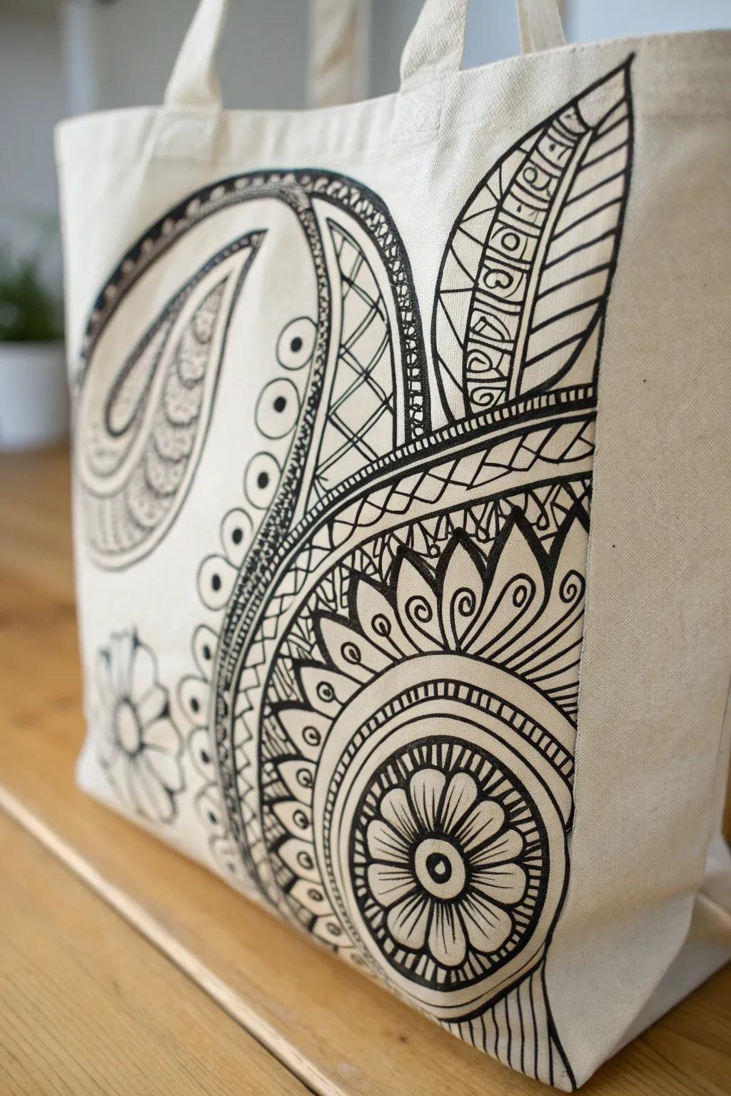 Metamorphose your aesthetic through the artistry of zentangle imprints on textile. Embrace ingenuity and ecological soundness with each brushstroke.