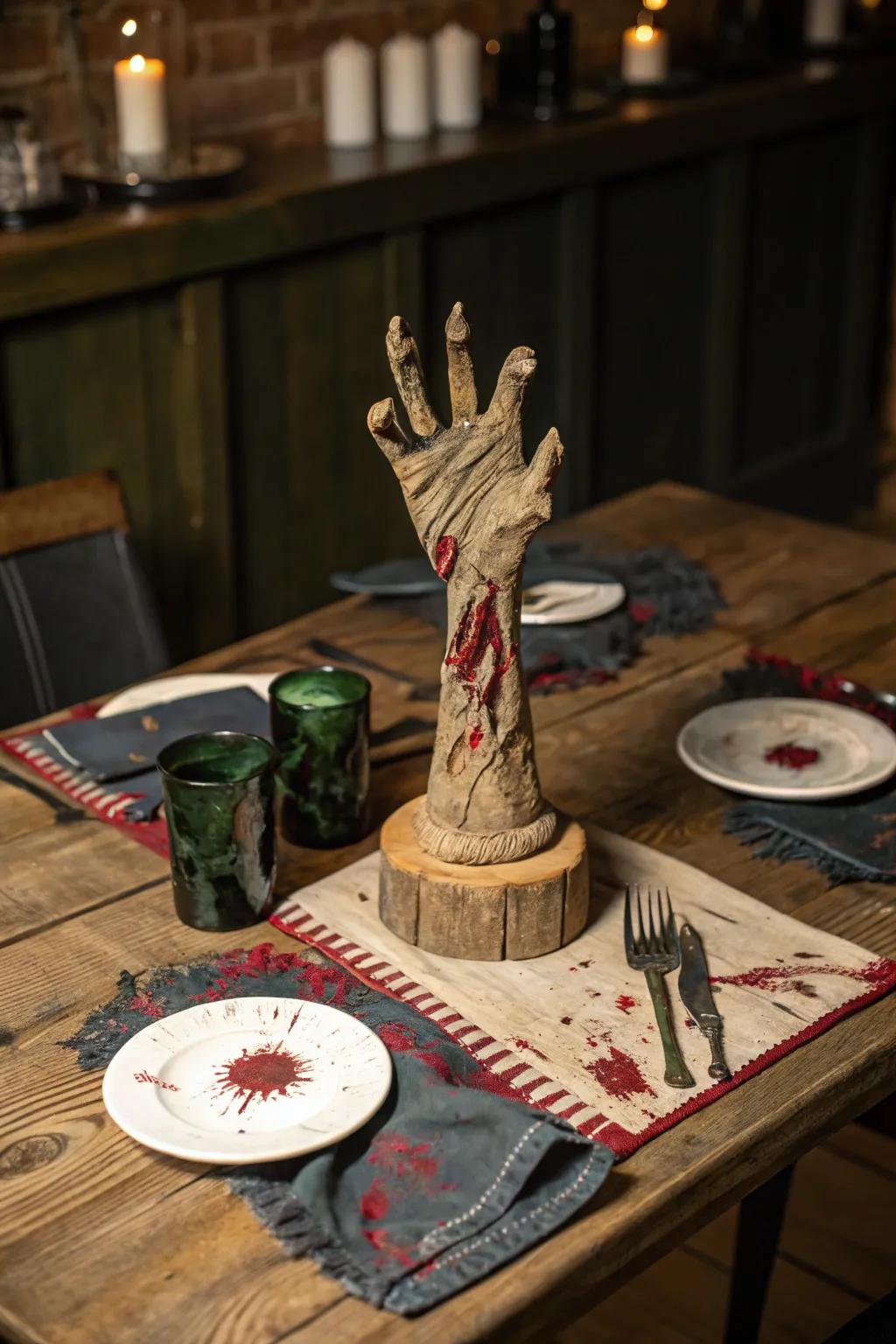 Morph your feast into a chilling experience through this artisanal zombie-themed dinner configuration!