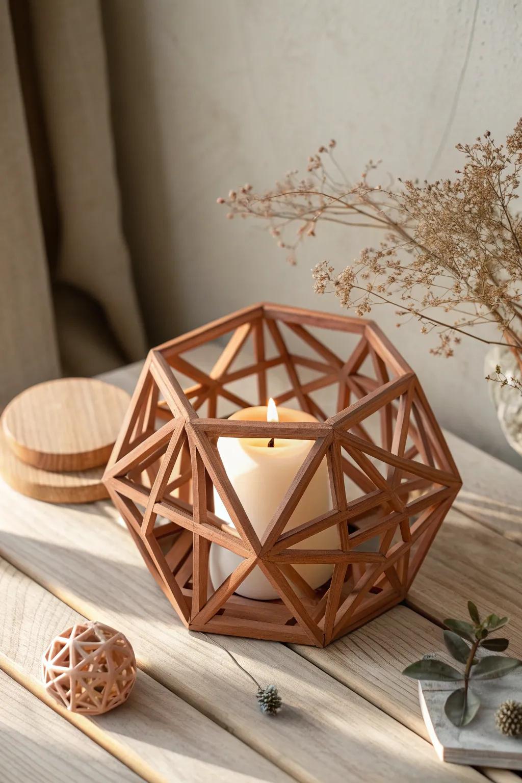 Illuminate your space with this exquisite hexagon candle stand, a flawless convergence of minimalist aesthetics and boho charm.