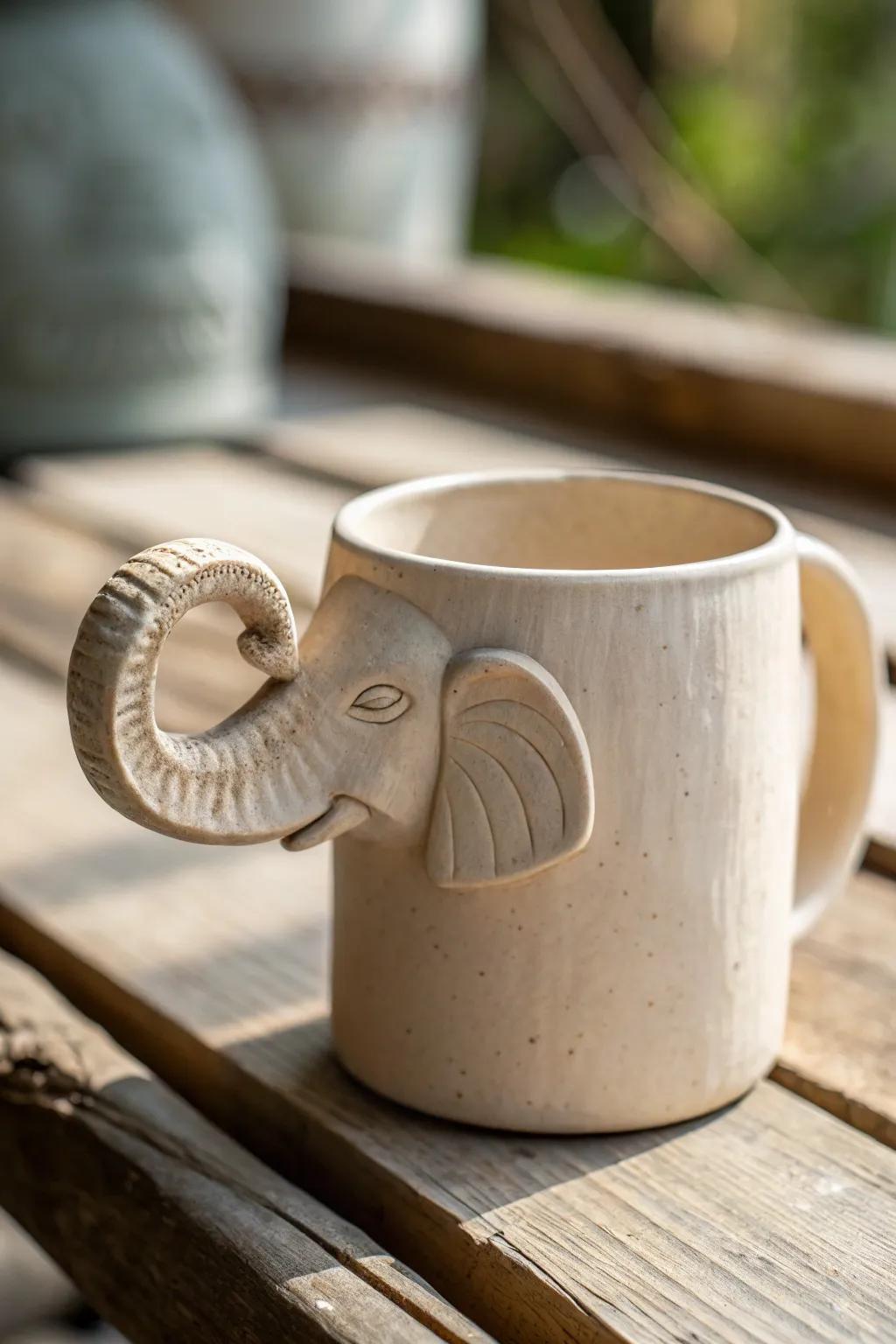 Sip with panache, utilizing this refined mastodon handle mug, a confluence of simplicity and artistry.