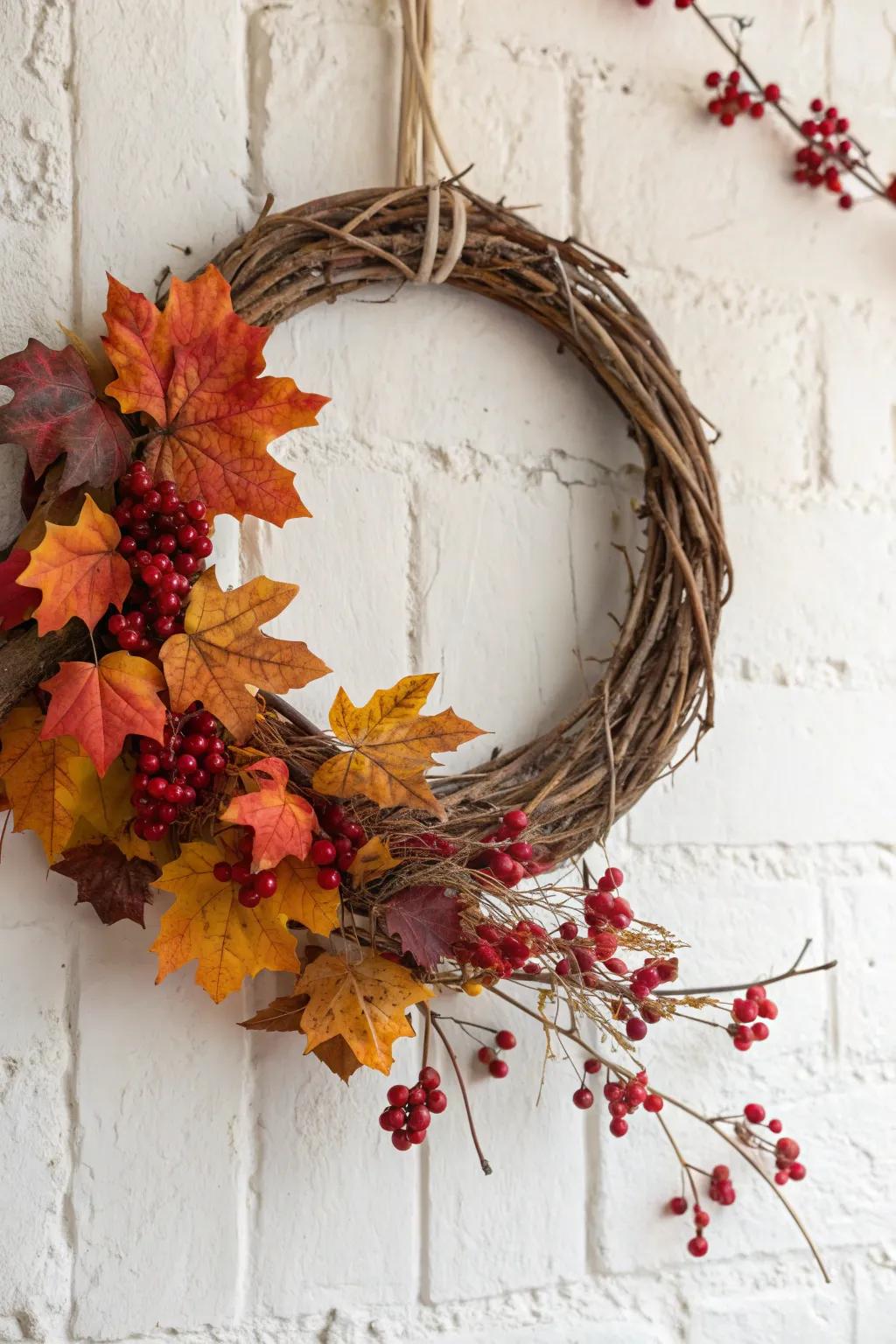 Craft your own autumn magic with a DIY wreath, celebrating the season's natural beauty in minimalist style.