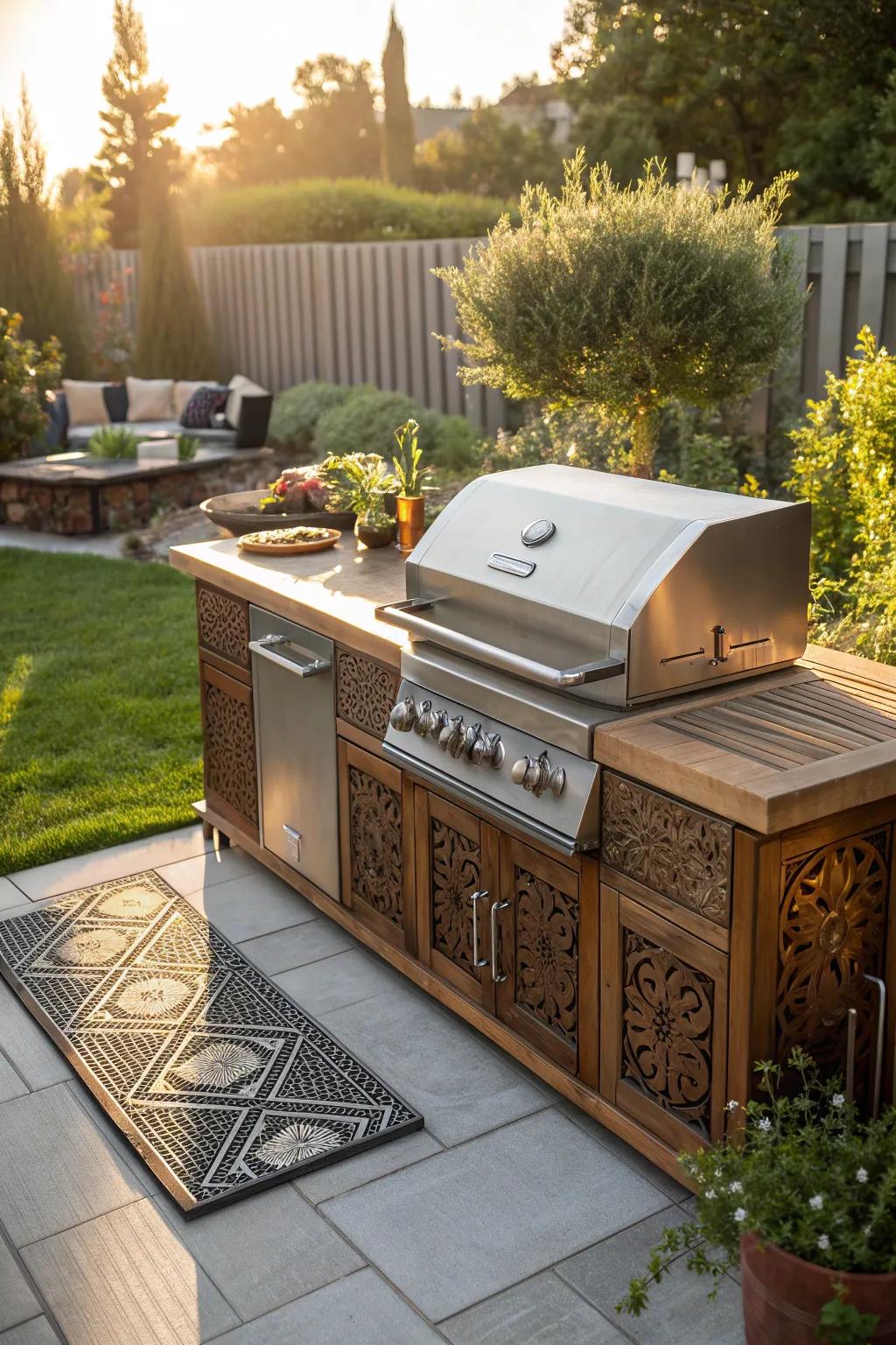 Elevate your BBQ escapade with an elegant open-air kitchen oasis.
