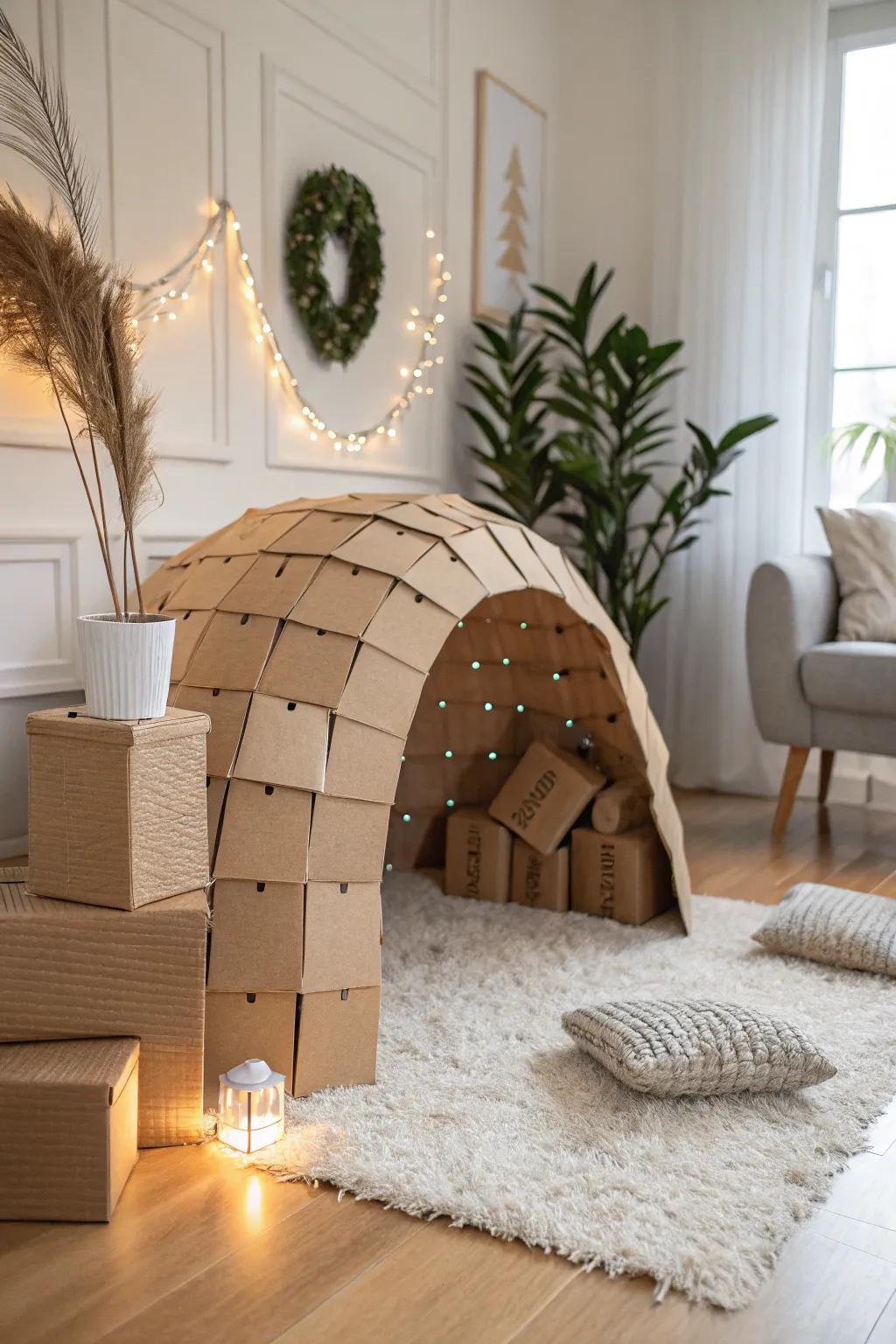 Uncover endless escapades with a charming paperboard passage in your snug living space.