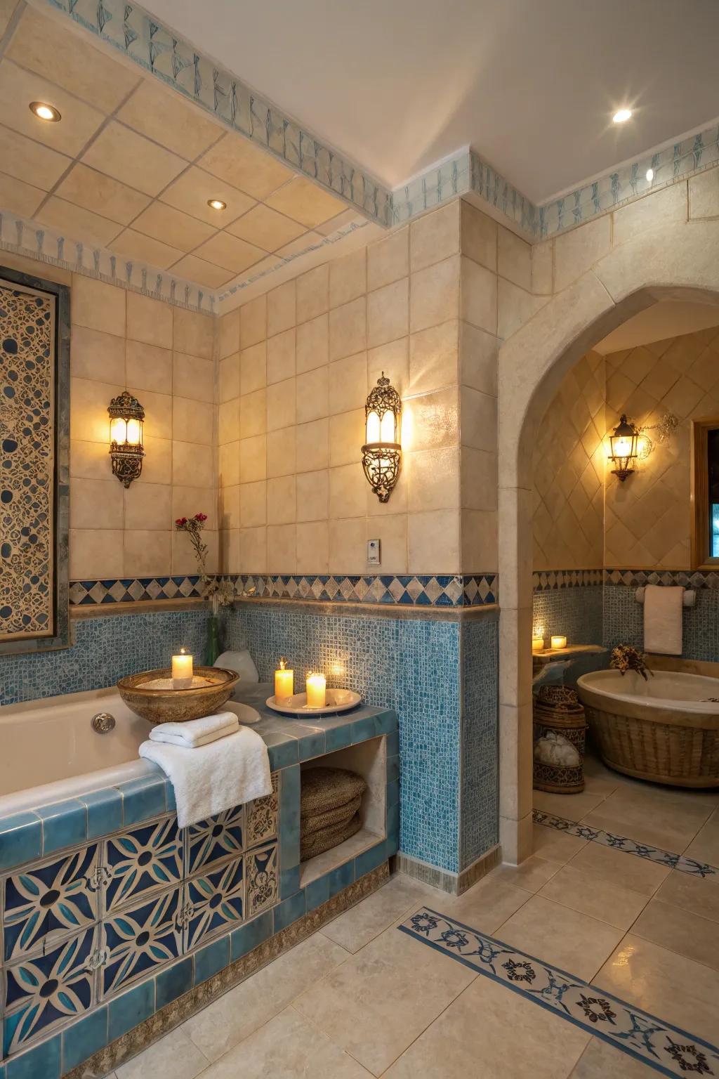 Establish a relaxing ambiance with warm lighting in your bathroom.