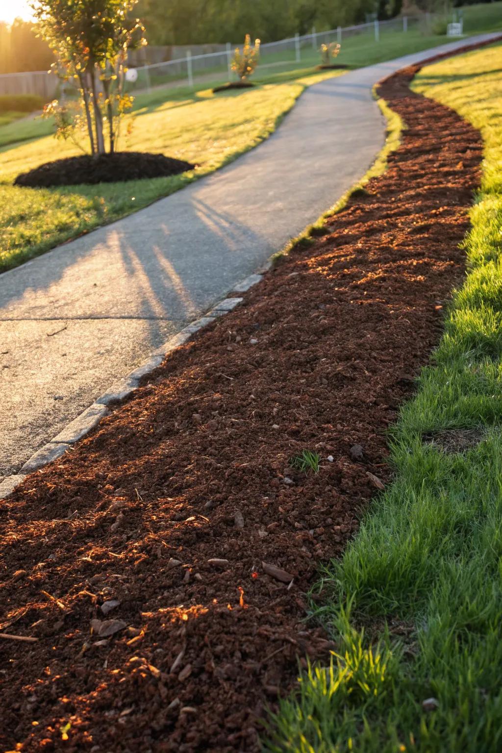 Revamp your driveway with a stunning mulch trail—where artistry fulfills practicality.