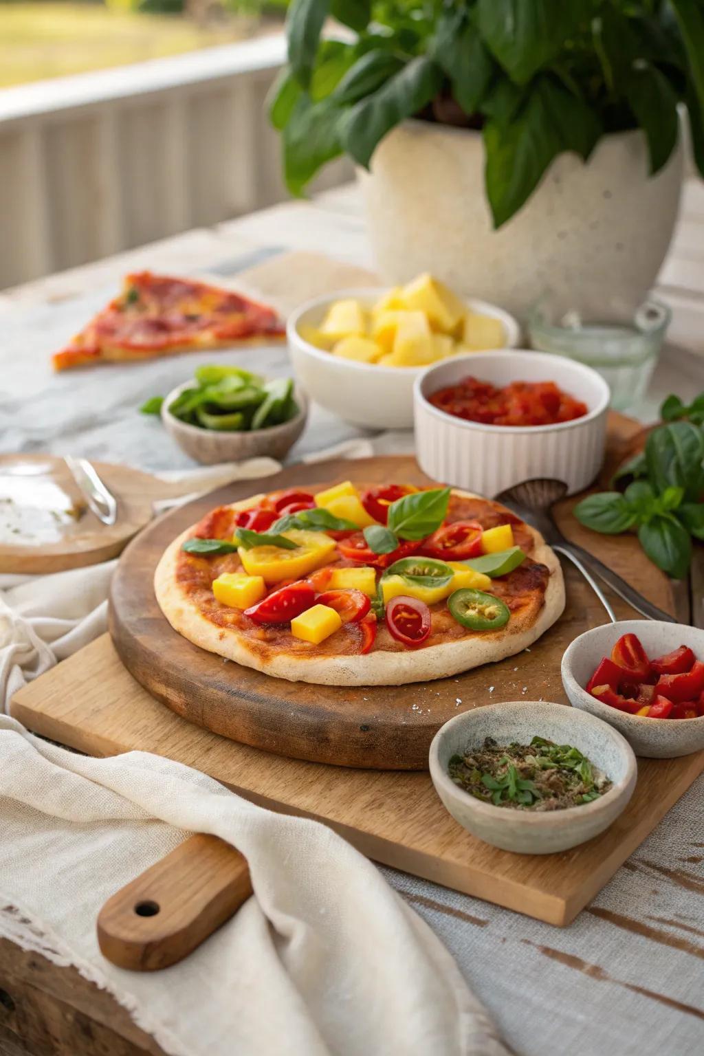 Create your own pizza masterpiece with a touch of boho charm!