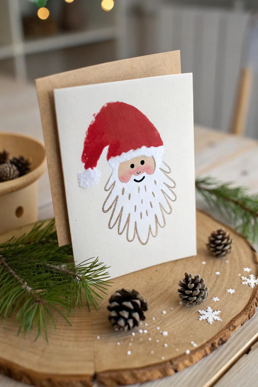 Fashioned with affection: Palmprint Santa cards that grandparents will treasure!