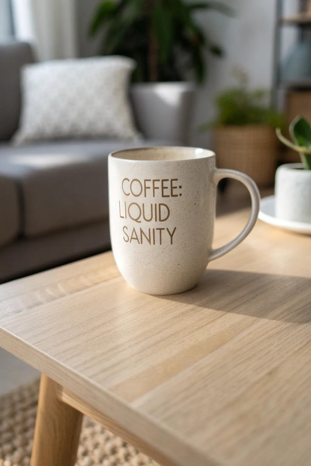 Embrace the calm with each sip: Coffee, your liquid sanity.