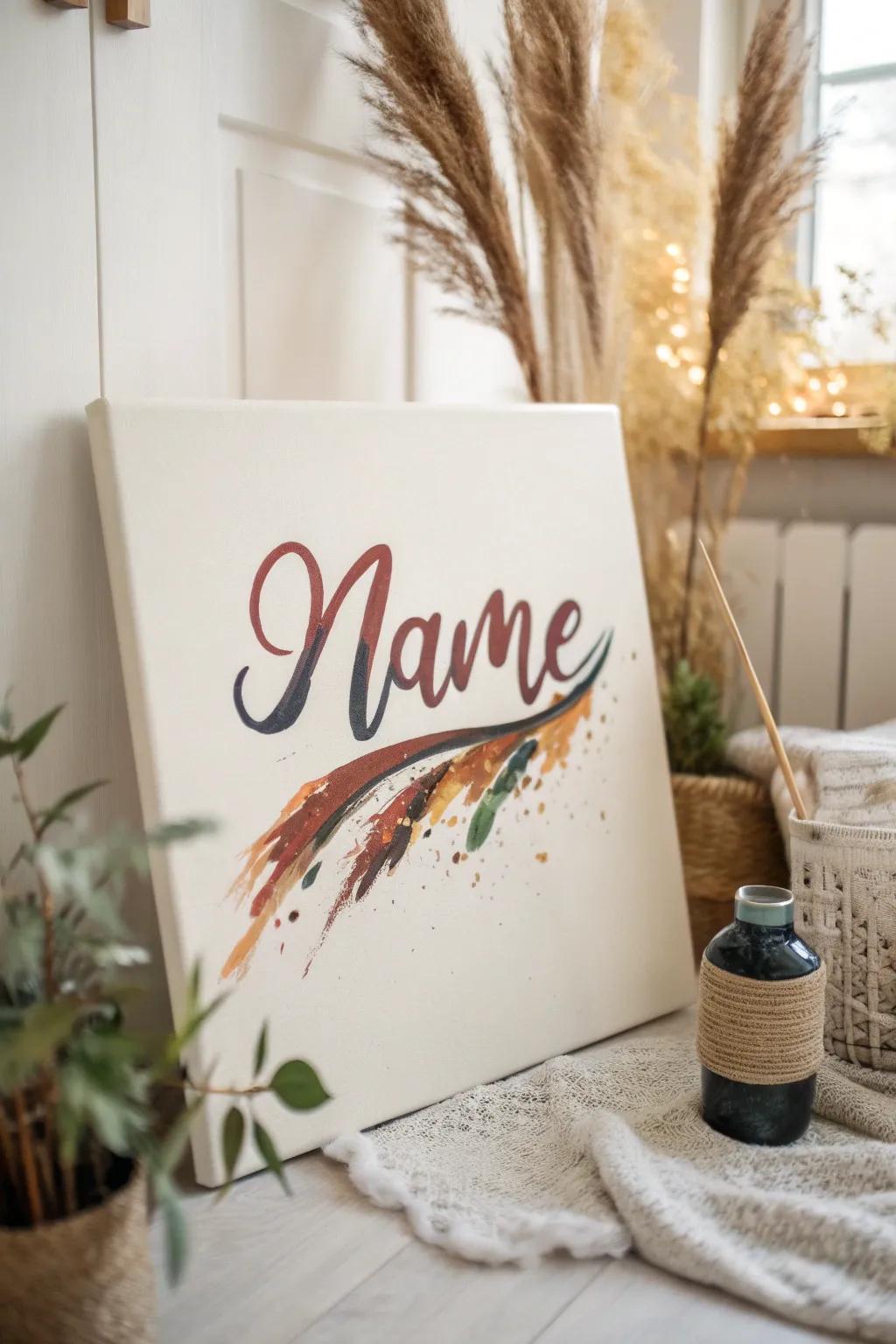 Embrace the vigour of animated brushstrokes in your name artwork, where ease converges with audacious artistic articulation.