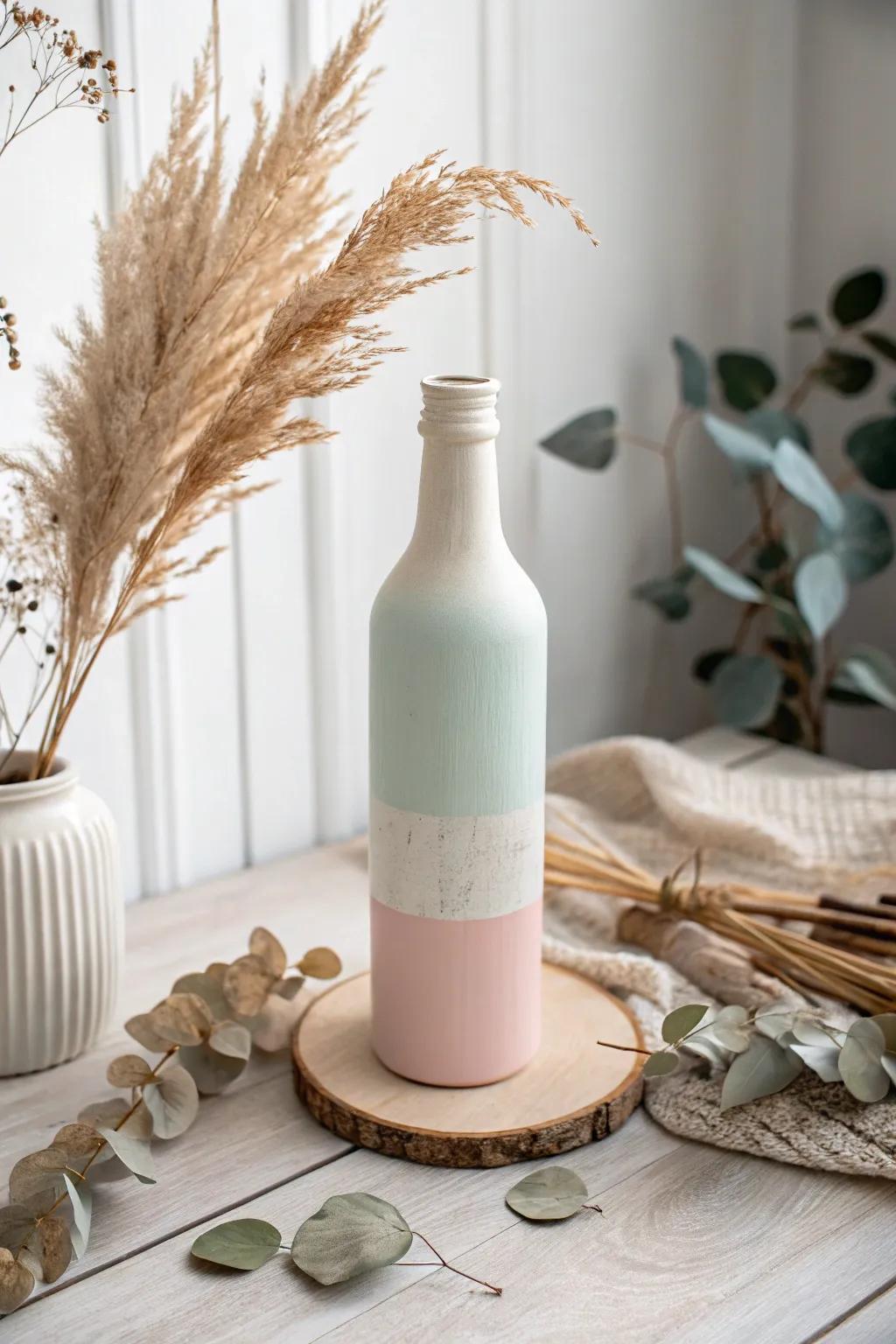 Elevate your space with a touch of sustainable elegance: a beautifully crafted upcycled crystalline bottle vase.