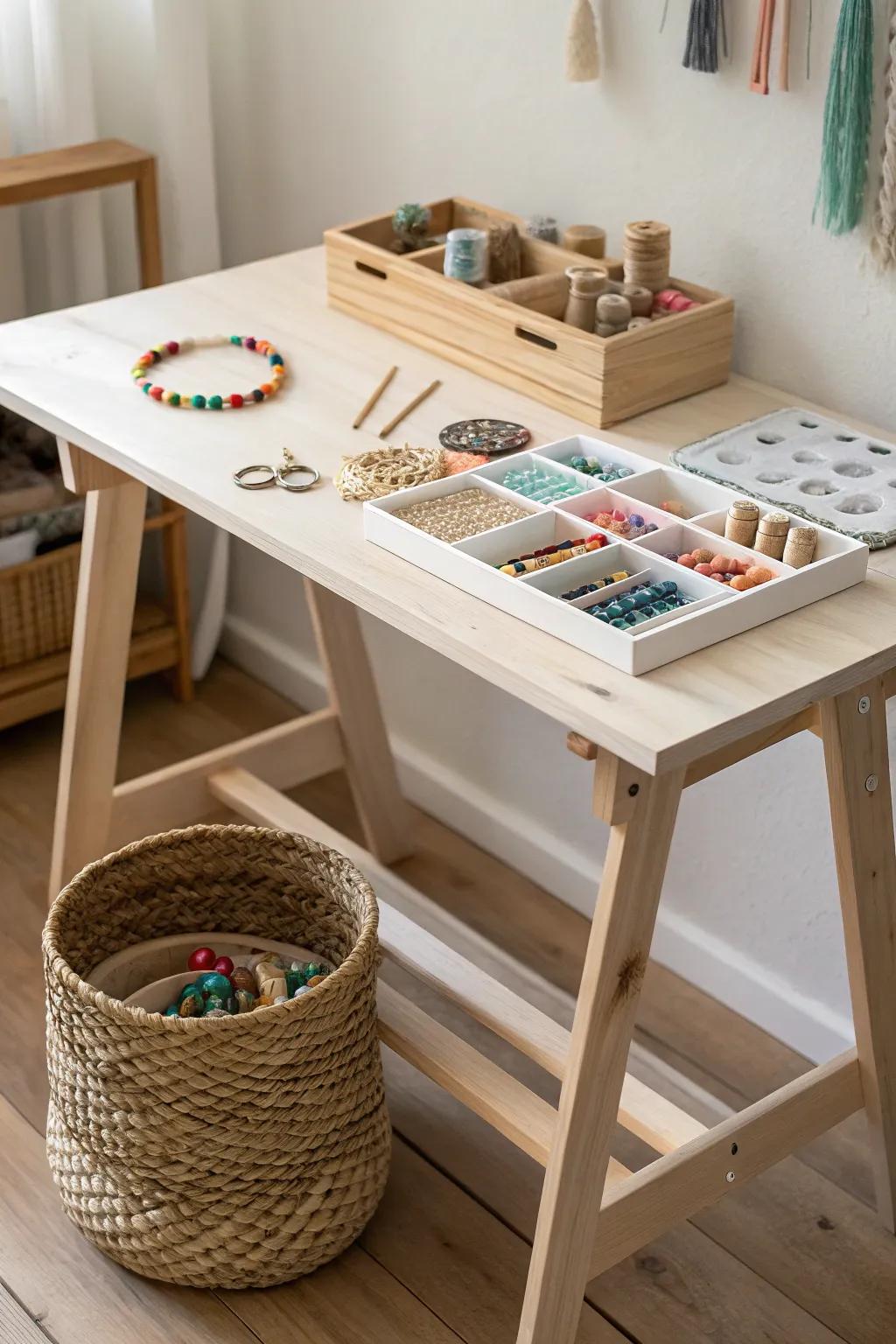 Create your own beauty: A minimalist crafting station that invites creativity and simplicity.