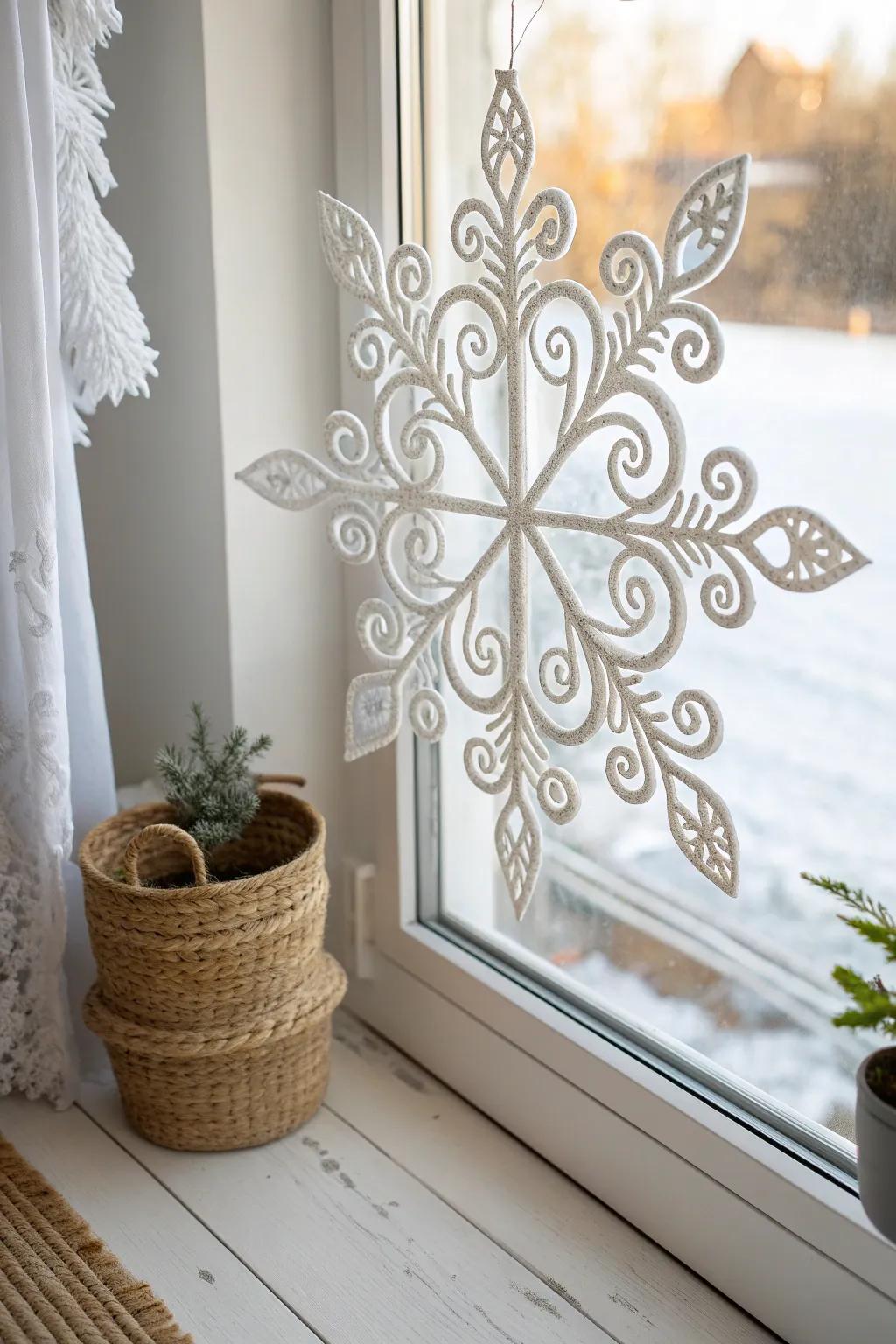 Impart a hint of ibernal enchantment to your abode through artisan snowflake fenestration adhesives.