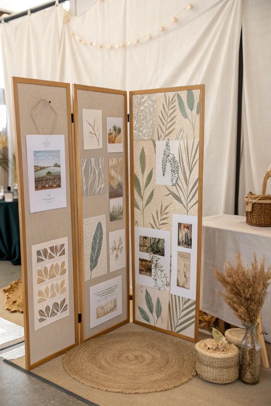 Embrace sustainability through this eco-chic tri-fold display, a flawless fusion of straightforwardness and flair.