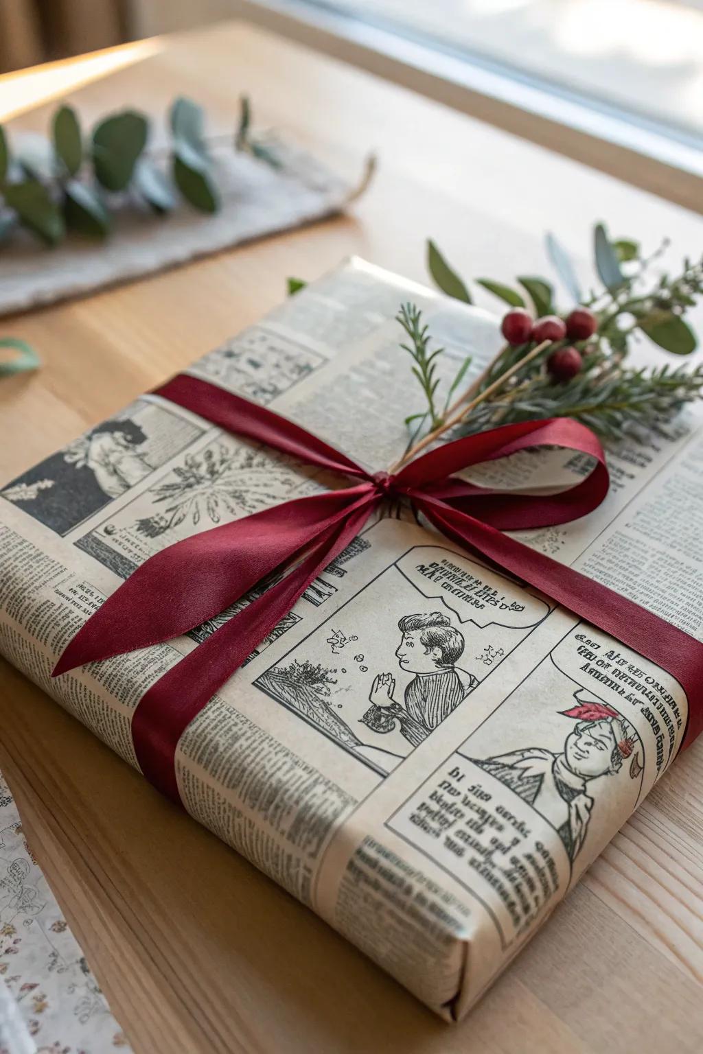 Infuse reminiscence into your gifting through an appealing print media wrap and a hint of elegance.