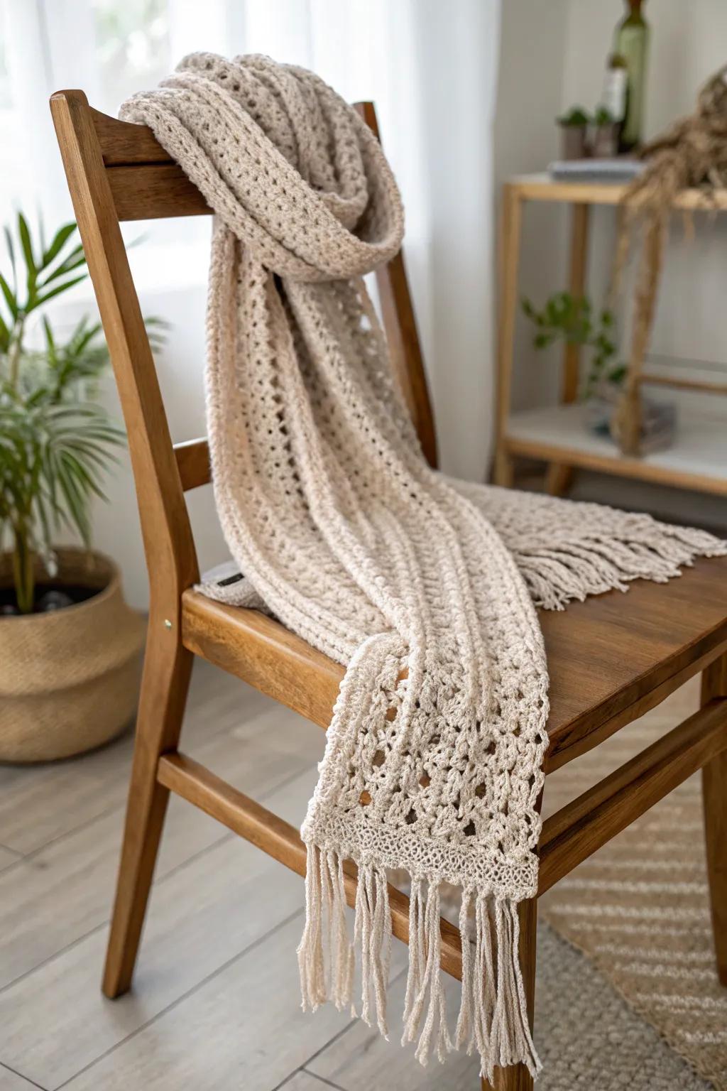 With a simple slip stitch edge, your crochet scarf will be the height of understated elegance.