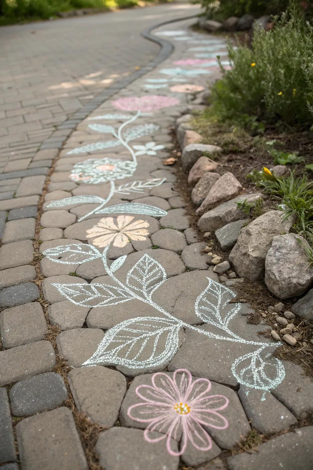 Venture into a garden of chalk blooms, where artistry meets simplicity.
