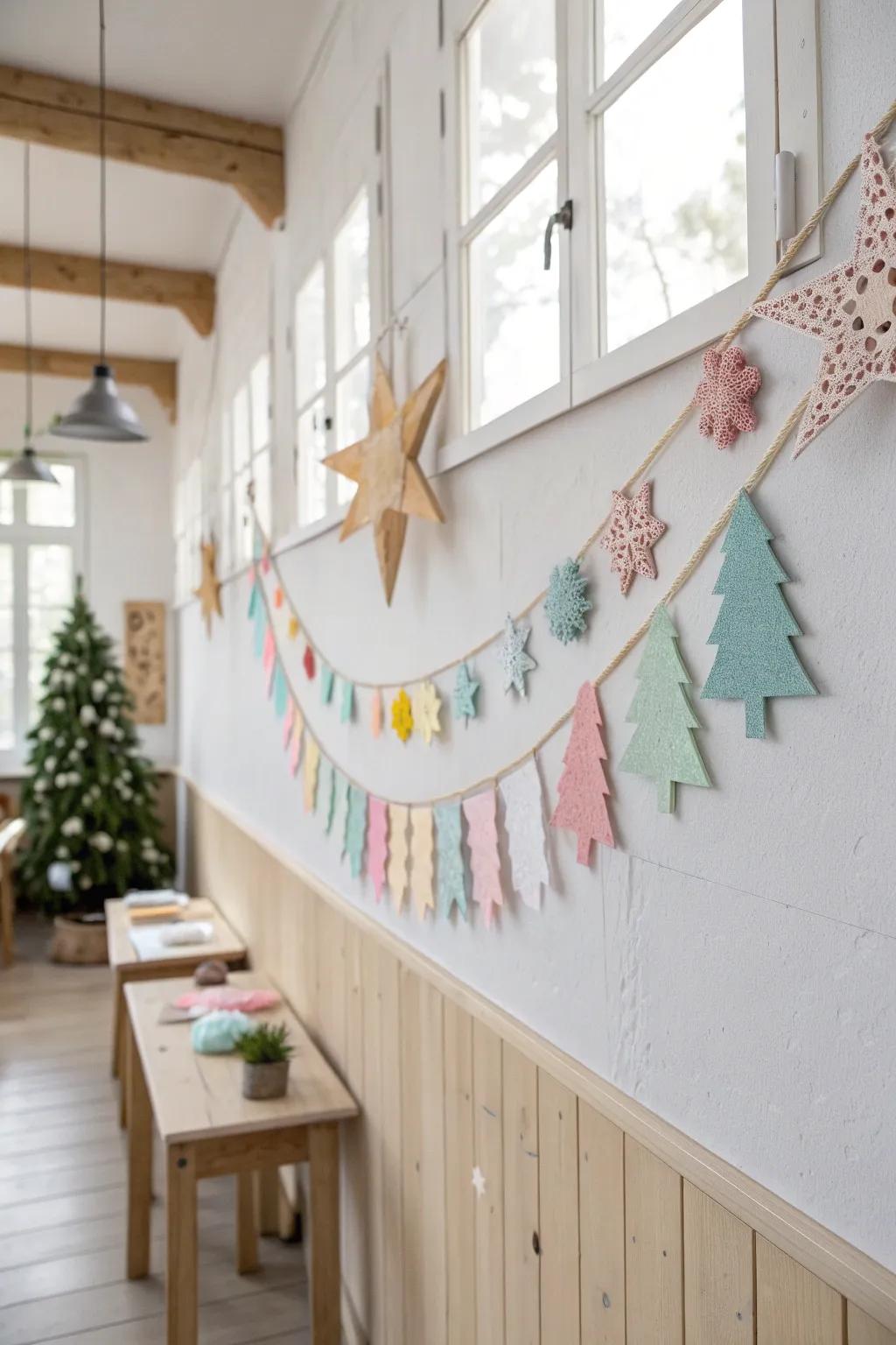 Impart a personal flourish to your classroom this Christmas with a handcrafted vibrant festoon, where simplicity converges with festive allure.