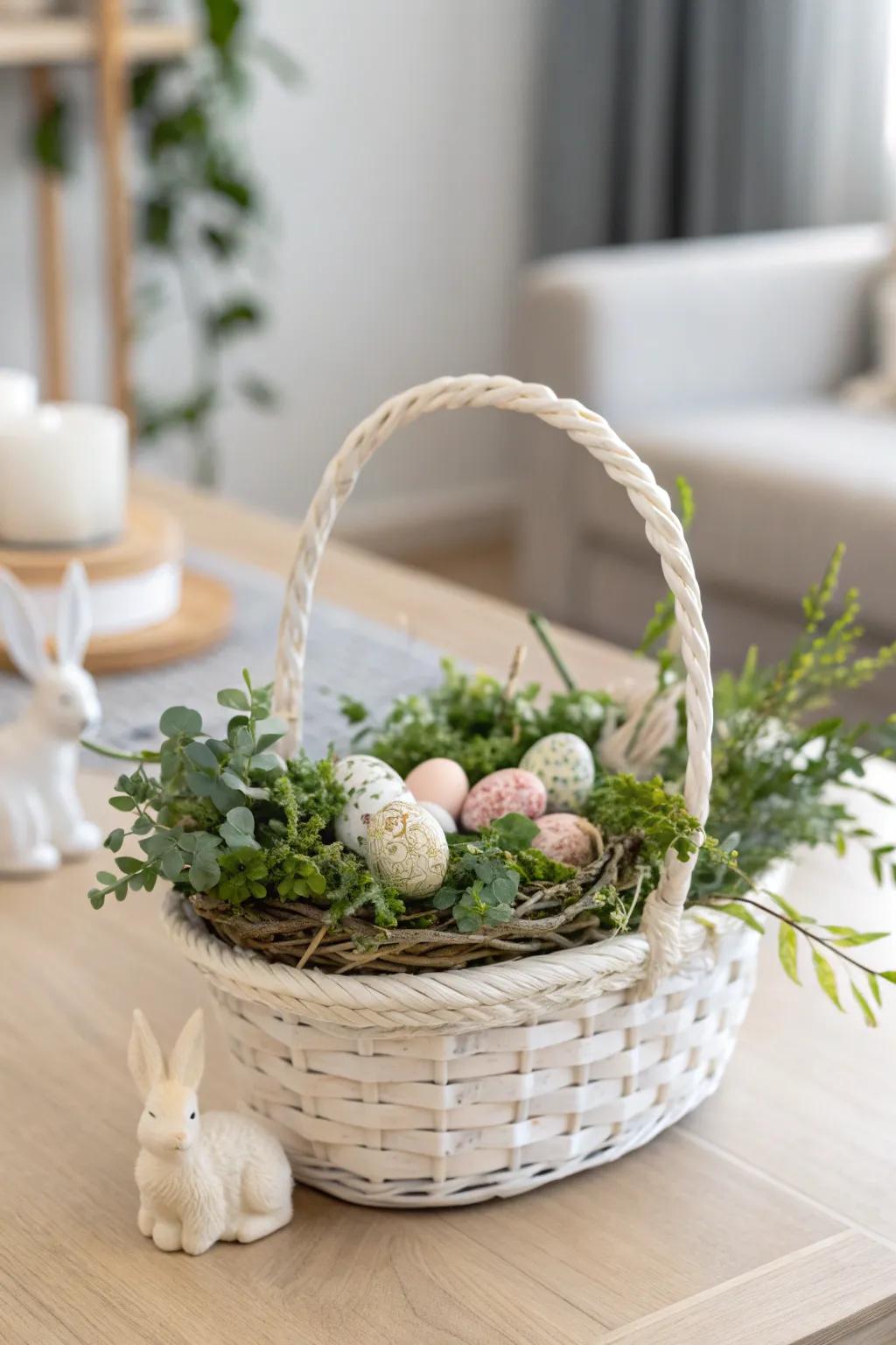 Embrace spring utilizing a Scandinavian-inspired garden container centerpiece—impeccable for a harmonious Easter table.