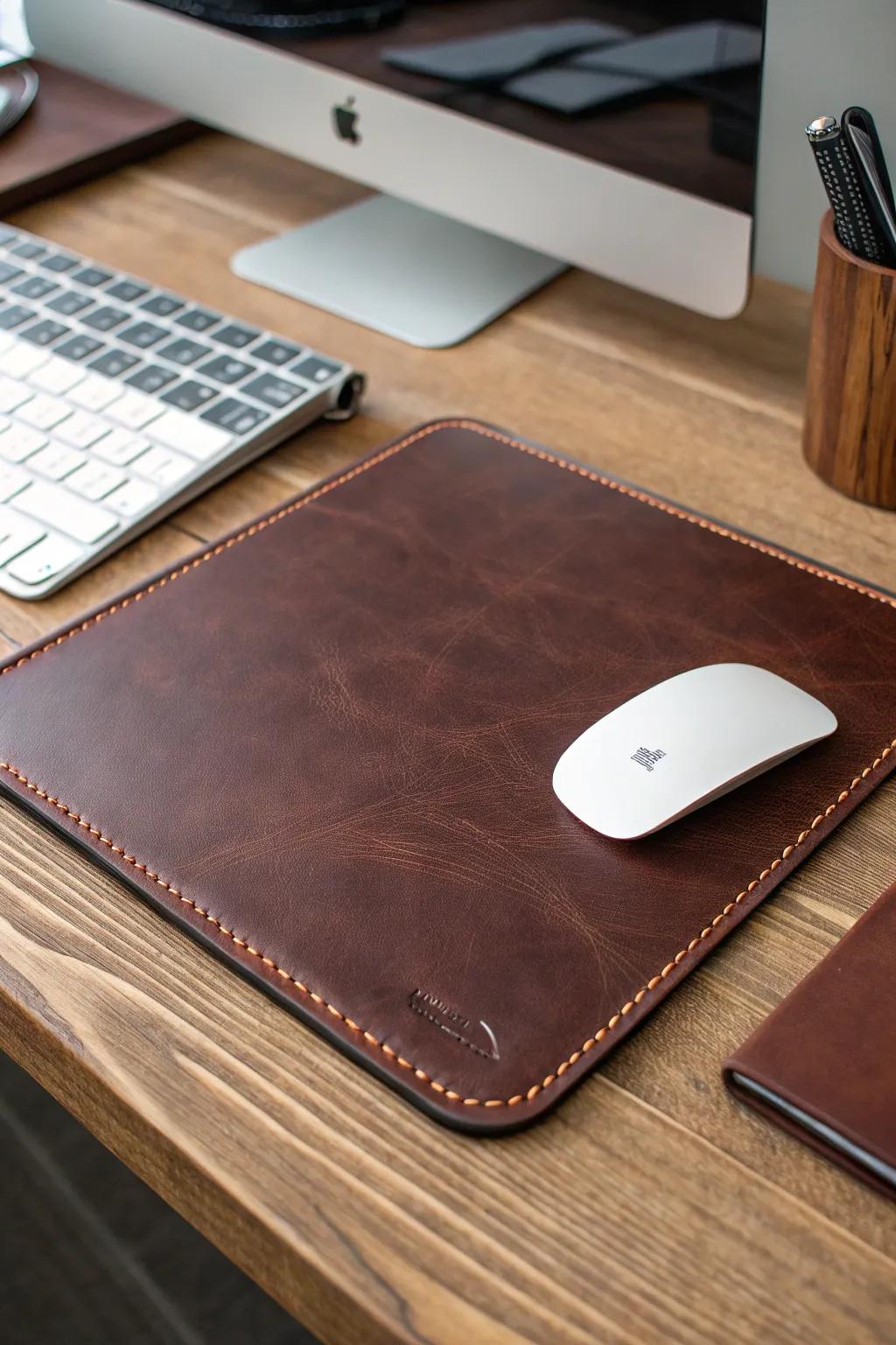 Intensify your workspace through an artisanal hide surfacing mat—where refinement converges with functionality.