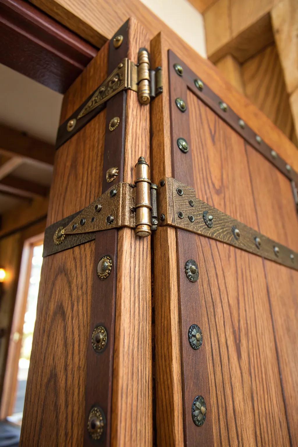 Craftsmanship at its apex: Simple yet effective DIY pin hinge for featherweight doors.