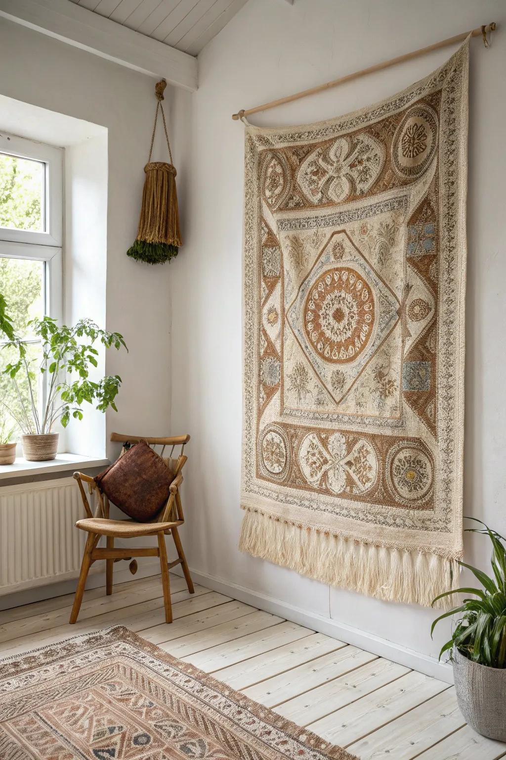 Elevate your space with a vintage wall hanging that tells a story. #DIYDecor #BohoMinimalist